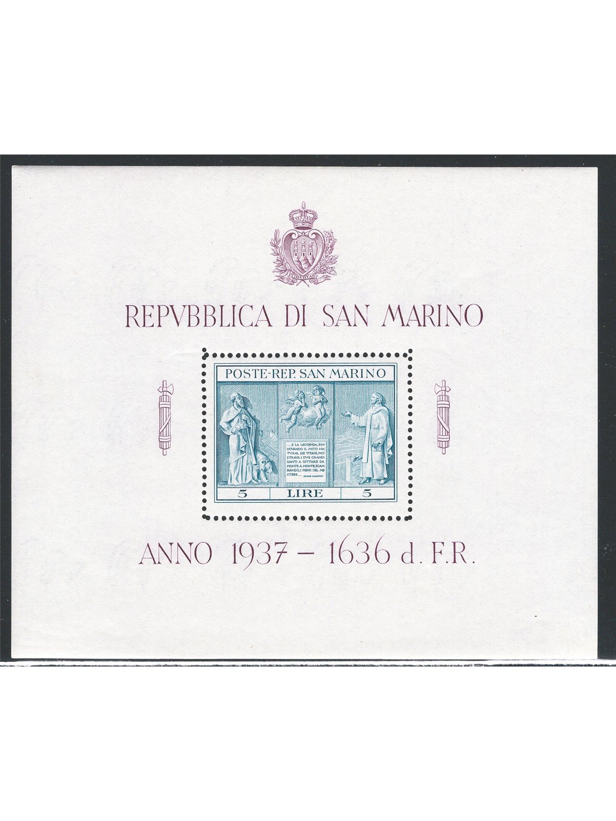 San Marino 1937 BF Indipendenza n° 1 Cat. € 30 (**)