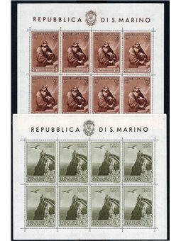 San Marino 1944 BF Social Housing with vertical fold across the general perforation series nos. 4/5 Cat. 800 (**)