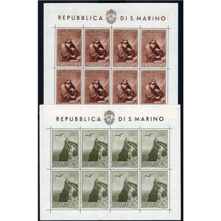 San Marino 1944 BF Social Housing with vertical fold across the general perforation series nos. 4/5 Cat. 800 (**)