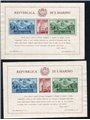 San Marino 1945 BF Carducci i due foglietti con filigrana parziale “Hammermill Bond Made in USA” consuete striature di colla al 