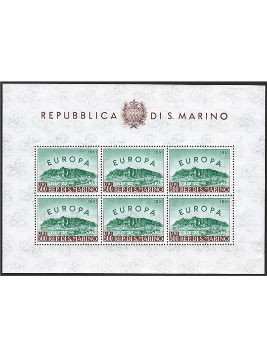 San Marino 1961 BF Europe 500 £ brown and green No. 23 Biondi Cert. Cat. € 280 (**)
