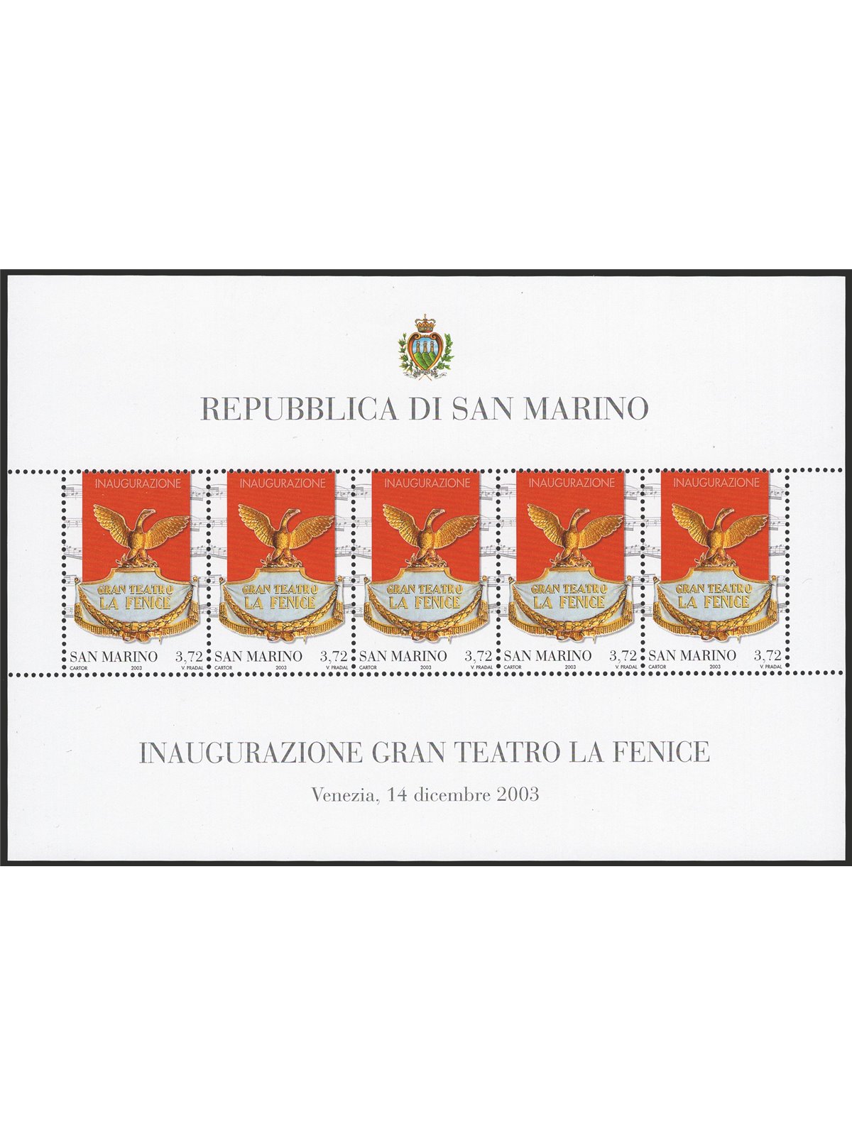 San Marino 2003 BF La Fenice n° 73 Cat. € 320 (**)