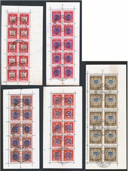 San Marino 1945/46 Mini-sheets Coats of Arms series No. 1/5 Cat. €1,320+ (U)
