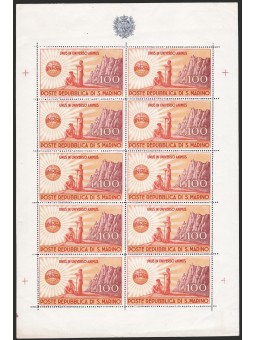 San Marino 1946 UNRRA mini-sheet tab on upper edge No. 6 (*)