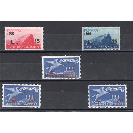 San Marino 1947/48 Express overprinted series no. 16/20 Cat. € 140 (**)