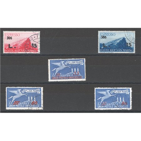 San Marino 1947/48 Express overprinted series no. 16/20 Cat. € 70 (U)