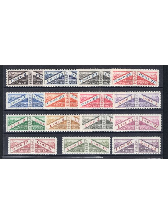 San Marino 1928 Pacchi postali non dent. al centro serie n° 1/15 Cert. CiBaFil Cat. € 250 (**) 