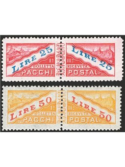 San Marino 1946 Pacchi postali cifra e veduta 25 £ + 50 £ serie n° 31/32 Cat. € 180 (**) 