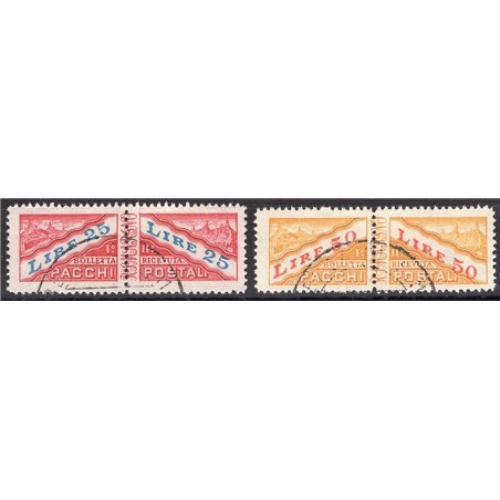 San Marino 1946 Postal parcels numeric mark and view 25 £ + 50 £ series no. 31/32 Cat. € 125 (U)