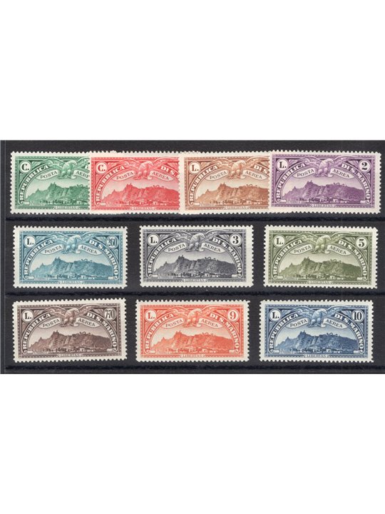 San Marino 1931 P.A. Vedute serie n° 1/10 Cert. CiBaFil Cert. L. Raybaudi Cat. € 2.000 (**)