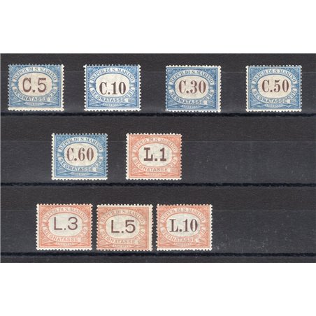 San Marino 1925 Postage mark with numerals series no. 19/27 certified by Cilio Cat. €1,100 (**)