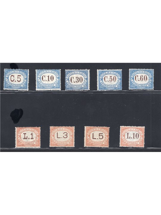 San Marino 1925 Segnatasse cifra in ovale serie n° 19/27 Cert. CiBaFil Cat. € 1.100 (**)