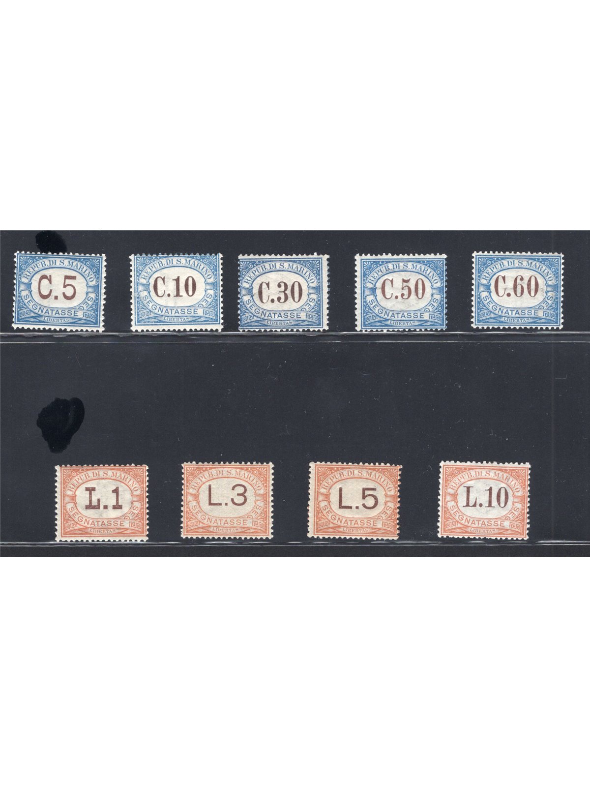 San Marino 1925 Segnatasse cifra in ovale serie n° 19/27 Cert. CiBaFil Cat. € 1.100 (**)