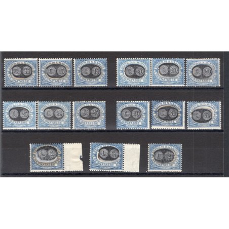San Marino 1931 1925 tax stamp with black and orange overprint of the new values so-called ‘mascherine’ series series no. 32/46.
