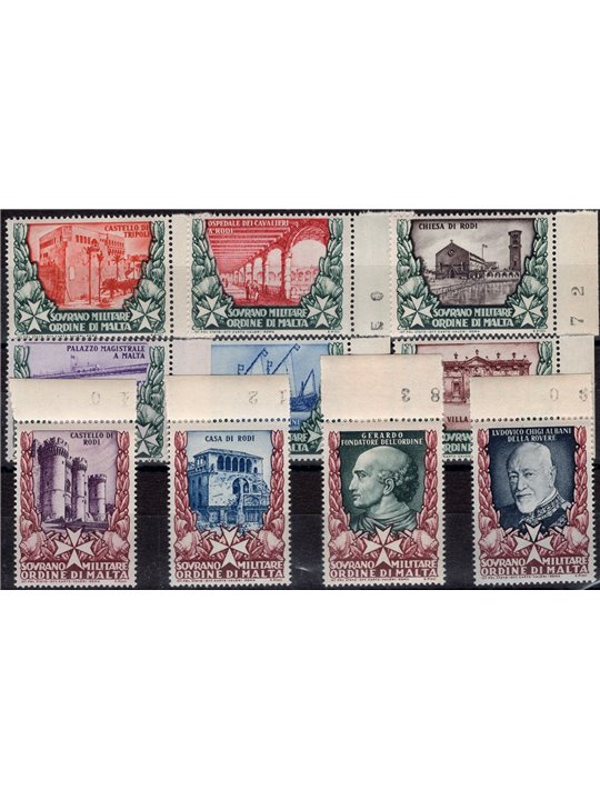 SMOM 1975 Segnatasse Edifici e Gran Maestri senza indicazione del valore serie n° 1/10 Cat. € 160 (**)