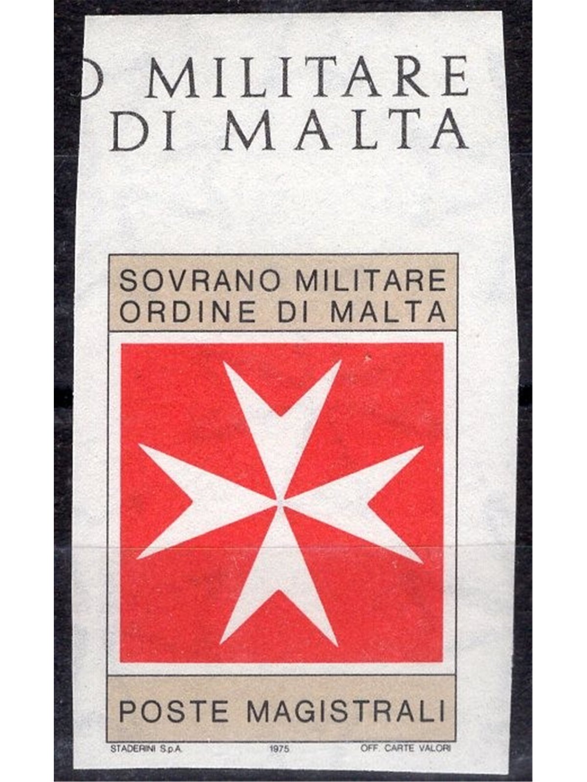 SMOM 1975 Segnatasse (25 gr) bistro e rosso senza soprast. e non dent. n° 11 a bordo di foglio Cat. € 90 (**)