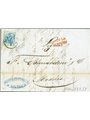 Lombardo Veneto 1857 Lettera 45c tipo III raro annullo ROSSO Certif. Biondi