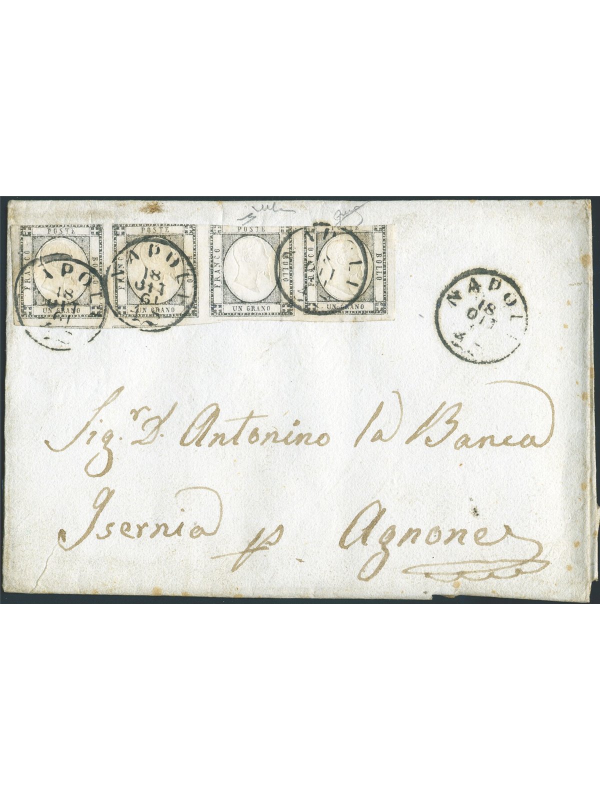 A. S. I. Neapolitan Provinces 18/10/1861 Letter from Naples to Agnone (Isernia)