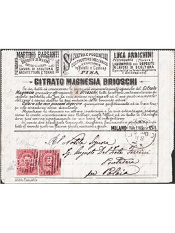 Regno 1888 Francalettera con il 10c di Umberto I errore perforazione Firm-Cert