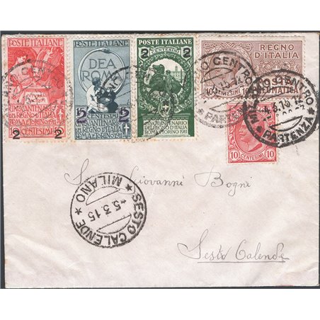 Italy (Kingdom) 4/3/1915 Philatelic letter from Milan to Sesto Calende franked with the ‘Lions’ 10c No. 82 + ‘Unità d’Italia’ ov