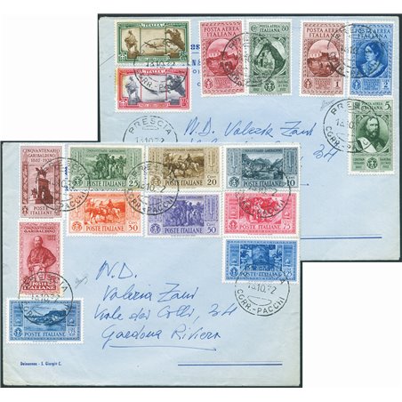 Italia Regno 18/10/1932 2 Lettere filateliche per Gardone Riviera affrancata una con serie Garibaldi di posta ordinaria l'altra 
