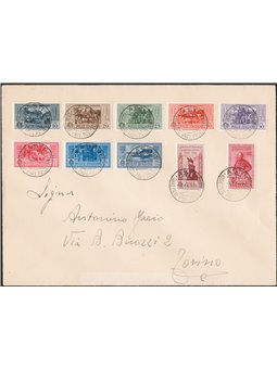 Italia Regno 23/11/1932 Lettera filatelica da Asti per Torino affrancata con serie di posta ordinaria "Garibaldi" n° 315/24. Al 