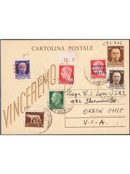 Governo Militare Alleato Napoli 10/12/1943 Intero postale 30 c. “Vinceremo” Cert. Biondi
