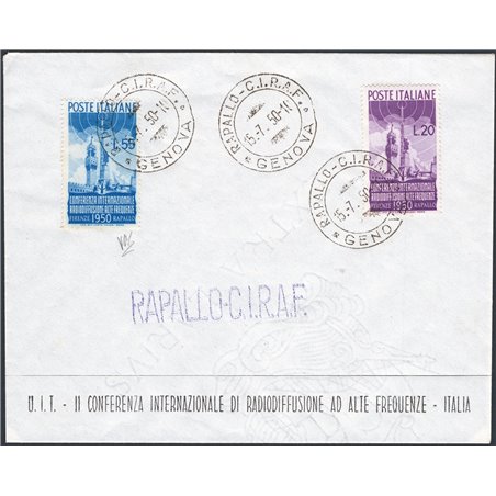 Italia Repubblica 15/7/1950 Radiodiffusione la serie su FDC Cert. IC