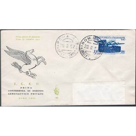 Italia Repubblica 29/9/1952 I.C.A.O. su FDC Venetia n° 697