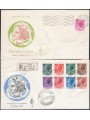 Italia Repubblica 1953/54 Italia Turrita la serie con filigrana ruota su 2 FDC Venetia viaggiata per raccomandata n° 710/18
