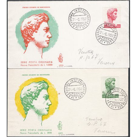Italia Repubblica 24/6/1957 S. Giorgio la serie su due FDC Venetia n° 810/11