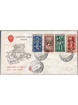 Trieste A 2/5/1949 Venice Biennale: the series on a Venetia first-day cover no. 35/ 38