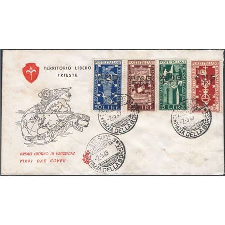 Trieste A 2/5/1949 Venice Biennale: the series on a Venetia first-day cover no. 35/ 38