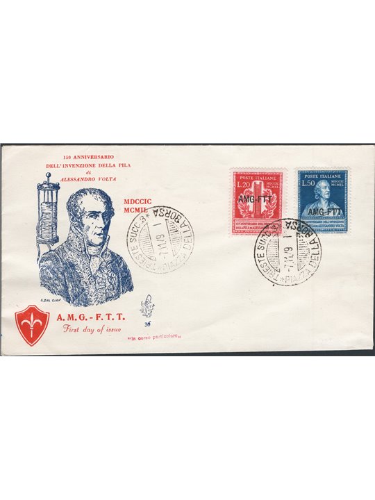 Trieste A 7/11/1949 The set on a Venetia first-day cover no. 52/53