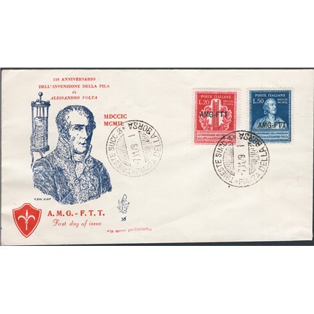 Trieste A 7/11/1949 The set on a Venetia first-day cover no. 52/53