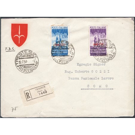 Trieste A 15/7/1950 Radio Broadcasting the series on FDC no. 76/77