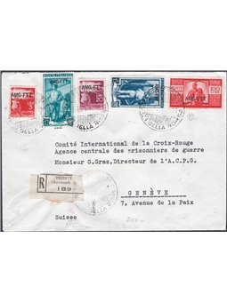 Trieste A 13/3/1951 Registered letter from Trieste to Geneva fine franking