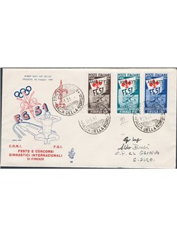 Trieste A 15/5/1951 Ginnici series on FDC Venetia nos. 116/18 Cert. CiBaFil Cat. € 450