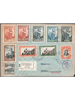 San Marino 1942 Racc. per Svizzera con Affrancatura Multipla e Censura
