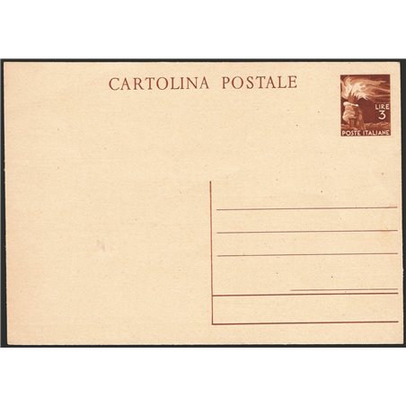 Interi Postali Italia Repubblica 1946 Democratica 3 £ bruno n° C131 nuovo Cat. € 50