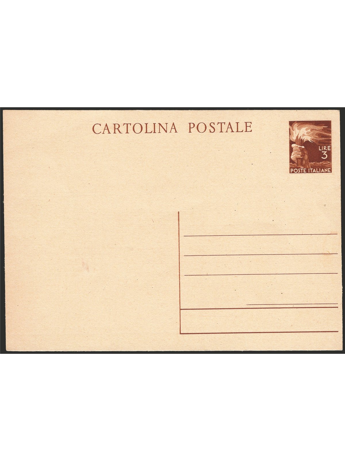 Interi Postali Italia Repubblica 1946 Democratica 3 £ bruno n° C131 nuovo Cat. € 50