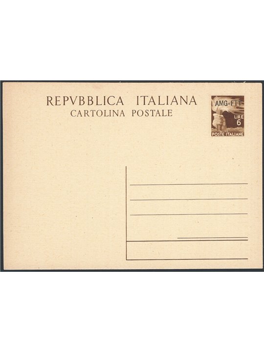 Interi Postali Trieste A 16/9/1950 Democratica 6 £ bruno n° C12 nuovo Cat. € 100