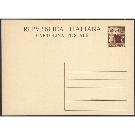 Interi Postali Trieste A 16/9/1950 Democratica 6 £ bruno n° C12 nuovo Cat. € 100