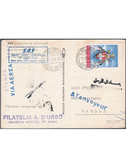 Primi Voli 17/7/1959 1° Volo S.A.S. dal Vaticano per Bagdad cat. Pellegrini n° 1006