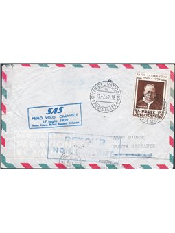 First Flights 17/7/1959 1st S.A.S. flight from the Vatican to Tehran cat. Pellegrini no. 1008
