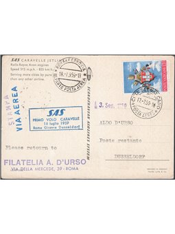 First Flights 18/7/1959 1st S.A.S. flight from the Vatican to Düsseldorf Pellegrini catalogue no. 1015