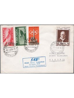 First Flights 21/7/ 1959 First S.A.S. flight from the Vatican to Geneva Pellegrini catalogue no. 1020