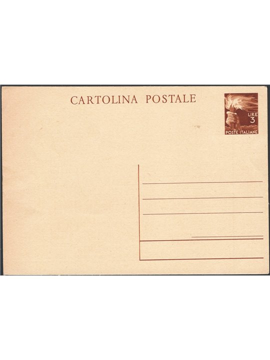 Interi Postali Italia Repubblica 1946 Democratica 3 £ bruno n° C131 nuovo Cat. € 50