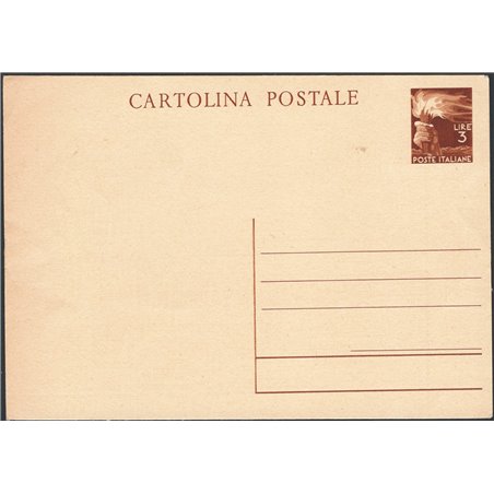 Interi Postali Italia Repubblica 1946 Democratica 3 £ bruno n° C131 nuovo Cat. € 50