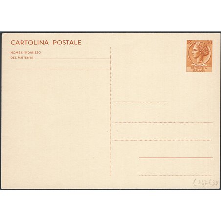 Postal Stationery Italian Republic 1966 ‘Siracusana’ 30 £ brown-yellow no. C167 mint Cat. € 35